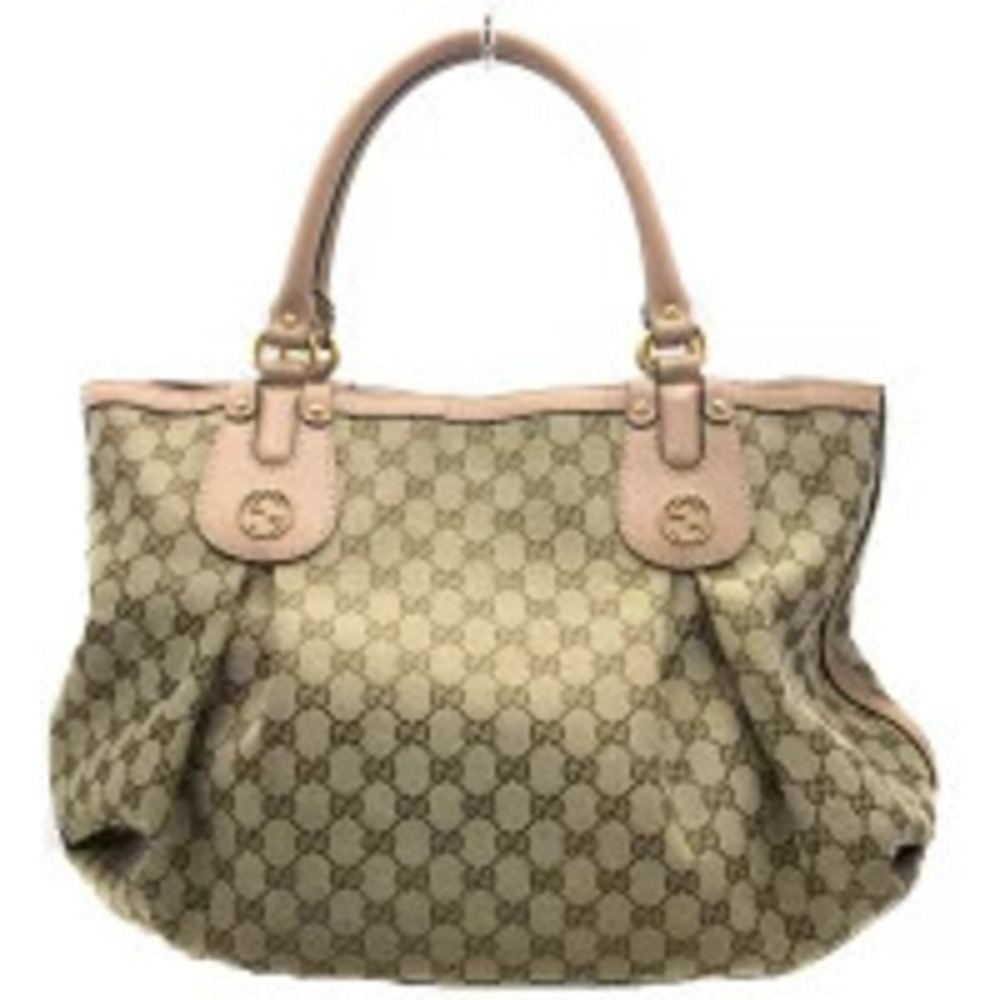 GUCCI GG Canvas Tote Bag Beige Pink Handbag - Picture 1 of 13